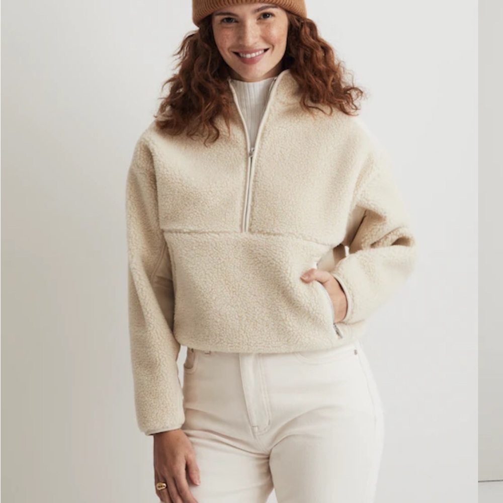 Madewell Sold Out Shearling Thick Half-Zip Pullover
